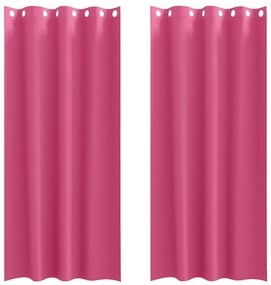 vidaXL Κουρτίνες με κουρτίνες 2 pcs Φωτεινό Ροζ 225x140εκ. Πολυεστέρας