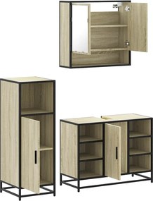 vidaXL Σετ Επίπλων Μπάνιου 3 Τεμαχίων Sonoma Δρυς Επεξεργασμένο Ξύλο