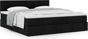 vidaXL Οθωμανικό κρεβάτι με στρώμα Μαύρο 160x200cm Ύφασμα