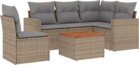 vidaXL Patio Sofa Set 5-θέσια Μικτό μπεζ και γκρι