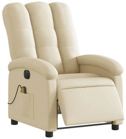vidaXL Πολυθρόνα Μασάζ Ανακλινόμενη Ηλεκτρική Κρεμ Υφασμάτινη