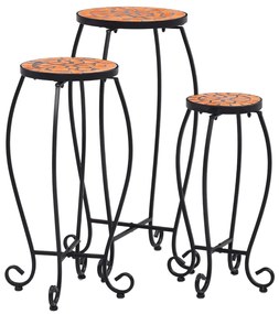 vidaXL Τραπέζια «Μωσαϊκό» 3 Τεμ. Χρώμα Τερακότα Κεραμικά