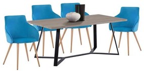 Σετ τραπεζαρίας C11255 5τμχ. με Τραπέζι ALDWIN MDF 160x90 &amp; Καρέκλες IVY Βελούδο Τιρκουάζ
