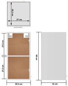 Ντουλάπι Κρεμαστό Λευκό 29,5 x 31 x 60 εκ. από Επεξ. Ξύλο - Λευκό