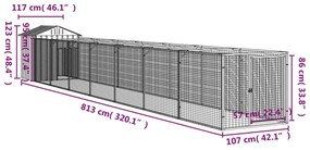 Σπιτάκι Σκύλου με Οροφή Ανθρακί 117x813x123 εκ. Γαλβαν. Χάλυβας - Ανθρακί