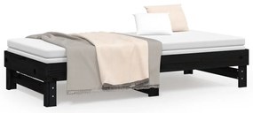 vidaXL Καναπές Κρεβάτι Συρόμενος Μαύρος 2x(90x190) εκ. από Μασίφ Πεύκο