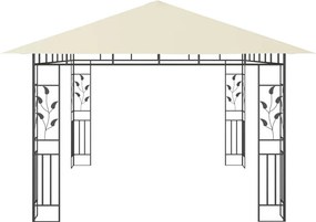 vidaXL Κιόσκι με Σήτα και Φωτάκια LED Κρεμ 4 x 3 x 2,73 μ.