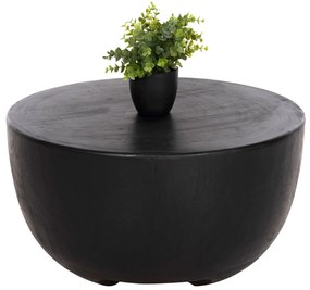 Τραπέζι Βοηθητικό Pompu Μαύρο Μασίφ Ξύλο Suar Φ58x34Υεκ.