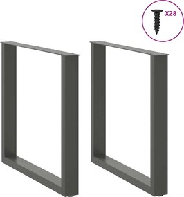 vidaXL Πόδια Τραπεζαρίας σε Σχήμα U 2 τεμ. Ανθρακί 80x(72-73) εκ. Ατσάλι