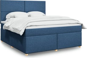 vidaXL Κρεβάτι Boxspring με Στρώμα Μπλε 180x200 εκ. Υφασμάτινο