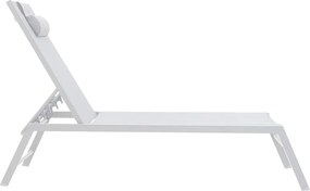 Ξαπλώστρα Kiara pakoworld αλουμίνιο λευκό-textilene μπεζ