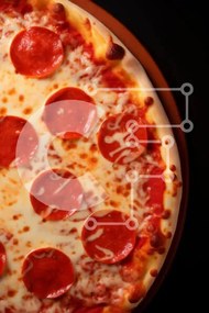 Intra Συλλεκτικό Ξύλινο Παζλ Plywood  4mm - Νόστιμη πίτσα Pepperoni σε πιάτο πορτοκαλιού Σε Ξύλινο Κουτί - Διαστάσεις: 10x10 cm – 25 κομμάτια