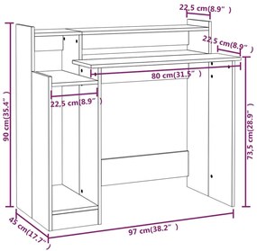 Γραφείο με LED Sonoma δρυς 97x45x90 εκ. Επεξεργ. Ξύλο - Καφέ