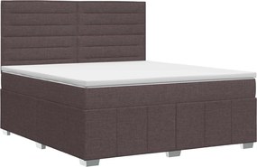 vidaXL Κρεβάτι box spring με στρώμα Σκούρο Καφέ 140 x 200 cm Ύφασμα
