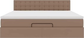 VidaXL Οθωμανικό κρεβάτι με στρώματα & LEDs Cappuccino Faux Leather