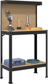 vidaXL Εργαστηριακός πάγκος με ράφι Μαύρο 81 x 41 x 145 εκ.