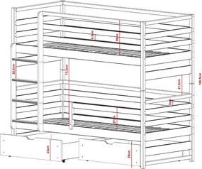 LOFT 80x160 graphite bunk bed Lano Furniture