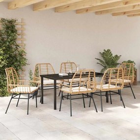 vidaXL Σέτ φαγητού για κήπο 7 pcs Καφέ συνθετικό ρατάν
