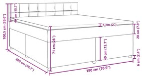 Κρεβάτι Boxspring με Στρώμα Ανοιχτό Γκρι 180x200 εκ. Υφασμάτινο - Γκρι