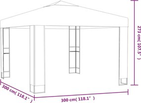 vidaXL Κιόσκι με Διπλή Οροφή Ανθρακί 3 x 3 μ.