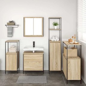 vidaXL Σετ Επίπλων Μπάνιου με ράφι 5 pcs Μπεζ Επεξεργασμένο ξύλο