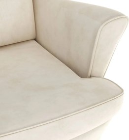 vidaXL Πολυθρόνα Λευκή Κρεμ Βελούδινη
