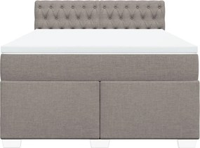 vidaXL Κρεβάτι Boxspring με Στρώμα Taupe 140x190 εκ. Υφασμάτινο