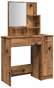 Κομοδίνο με καθρέφτη Παλιό ξύλο 86,5x35x136 cm - Καφέ