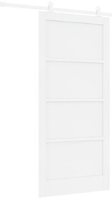 vidaXL Πόρτα  Συρόμενη με Σετ Εξαρτημάτων Λευκή 93x202 εκ. Γερό Ξύλο Πεύκου