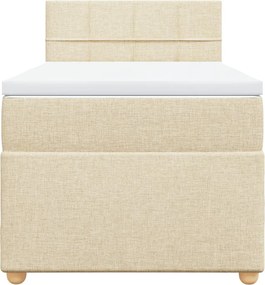 vidaXL Κρεβάτι Boxspring με Στρώμα Κρεμ 90x200 εκ.Υφασμάτινο
