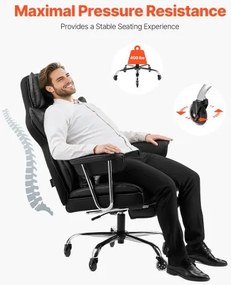 VEVOR Executive Office Chair High Back Chair Footrest &amp; Removable Armrests Black