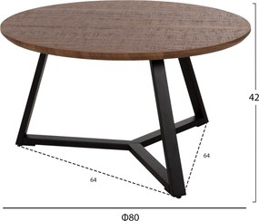 ΣΕΤ 2ΤΜΧ ΤΡΑΠΕΖΙΑ ΣΑΛΟΝΙΟΥ ROCKET HM21090.02 MDF ΣΕ ΚΑΡΥΔΙ ΧΡΩΜΑ Φ80εκ &amp; Φ45εκ