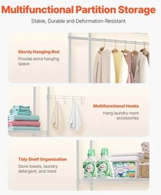 VEVOR Over Washer and Dryer Storage Shelf Two Row 5 Tiers Washer Rack White