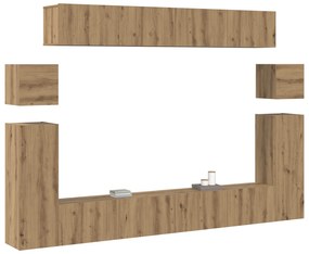 vidaXL Σετ επίπλου τηλεόρασης 8 pcs Χειροποίητη δρυς Μέγεθος: Μεσαίο
