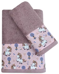 Πετσέτες Παιδικές Boho Unicorn 948-919 (Σετ 2τμχ) Dusty Rose Astron Towels Set 30x50cm 100% Cotton
