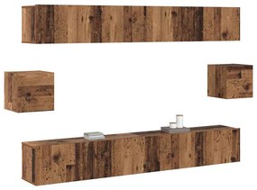 vidaXL Σετ επίπλου τηλεόρασης 6 pcs Παλαιό ξύλο 100 x 30 x 30 cm ξύλο