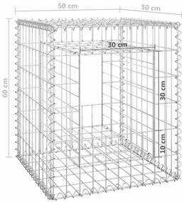 vidaXL Συρματοκιβώτιο Στύλος 50 x 50 x 60 εκ. Σιδερένιο