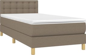 vidaXL Κρεβάτι Boxspring με Στρώμα Taupe 90x190 εκ.Υφασμάτινο
