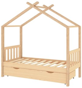 Πλαίσιο Παιδικού Κρεβατιού με συρτάρι Τύπου Montessori Ξύλο Πεύκου 80x160 εκ. - Καφέ