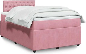 vidaXL Κρεβάτι Boxspring με Στρώμα Ροζ 120x200 εκ. Βελούδινο