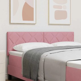 vidaXL LED Κεφαλάρι με φώτα λωρίδας LED Geometric Ροζ 160 cm Βελούδο