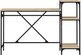 vidaXL Γραφείο με Ράφια Sonoma Δρυς 135x50x90 εκ. Επεξ. Ξύλο/Σίδηρος