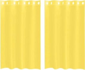 vidaXL Voile κουρτίνες με ροδέλες 2 τεμάχια Κίτρινο