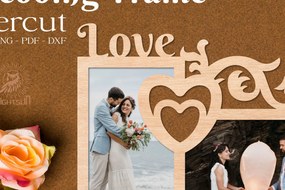 Σετ των 2 Intra απο ξύλο plywood 3mm-4mm πάχος – Κορνίζα γάμου Love Laercut Δίασταση 20x20 cm INTRAFABR-74402502