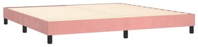 vidaXL Κρεβάτι Boxspring με Στρώμα &amp; LED Ροζ 200x200 εκ. Βελούδινο