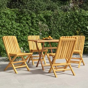 Καρέκλες Κήπου Πτυσσόμενες 4 τεμ. 47x47x89 εκ. Μασίφ Ξύλο Teak - Καφέ