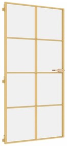 vidaXL Εσωτερική Πόρτα Χρυσή 102,5x201,5 εκ. Ψημένο Γυαλί & Αλουμίνιο