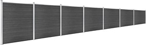 vidaXL Σετ Πάνελ Περίφραξης Μαύρο 1218 x 186 εκ. από WPC