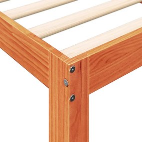 Κρεβάτι Βιβλιοθήκη Χωρίς Στρώμα 140x200 εκ Μασίφ Ξύλο Πεύκου - Καφέ