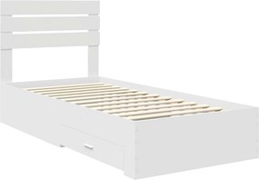 vidaXL Σκελετός Κρεβατιού Λευκό 90 x 190 cm Επεξεργασμένο Ξύλο